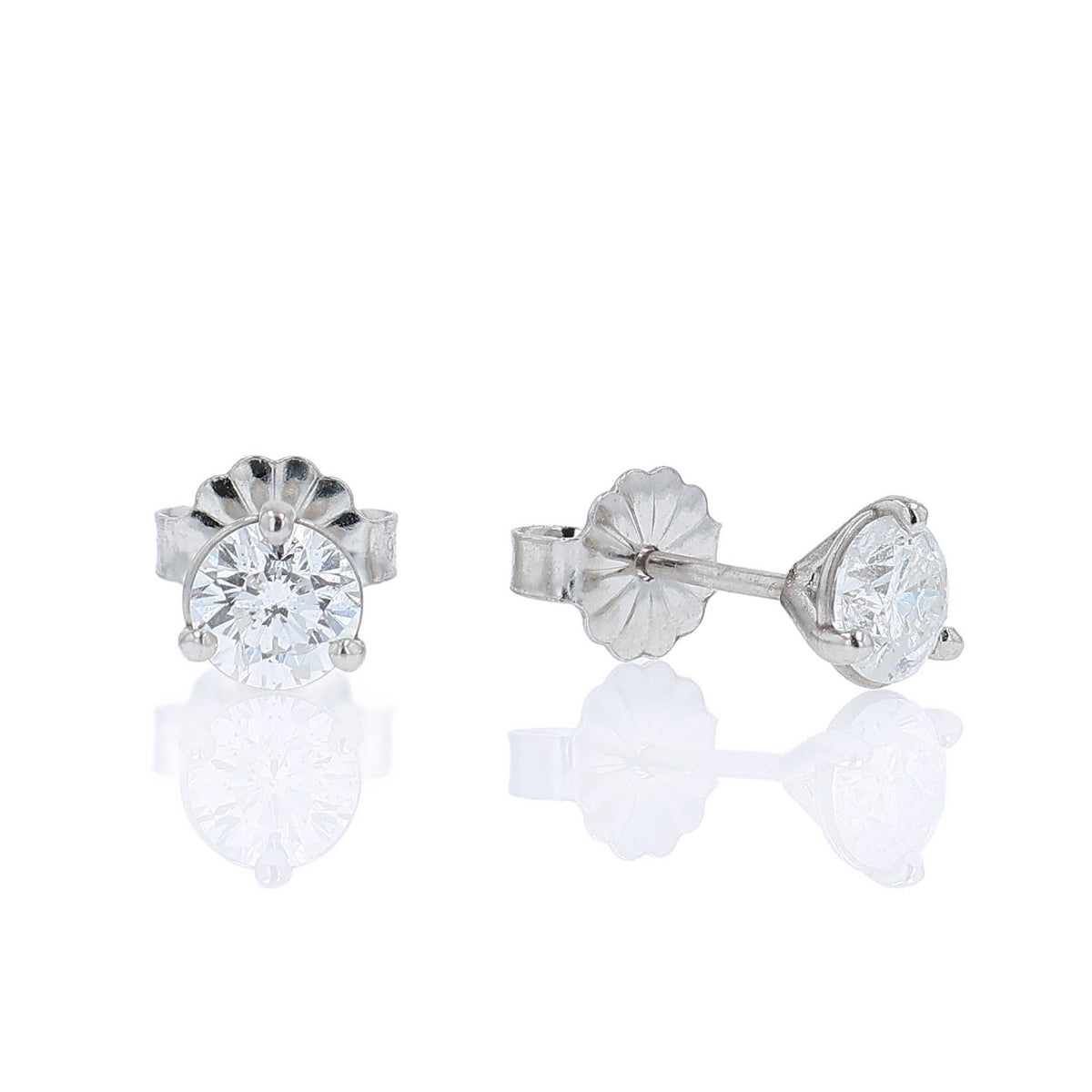 Estate Platinum and 0.81ct Diamond Stud Earrings