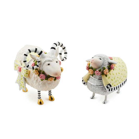 MacKenzie-Childs Patience Brewster Lydia & Liam Lamb Figures - Set of 2