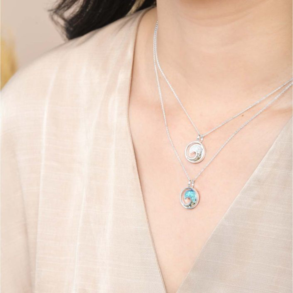 Dune Sterling Silver Turquoise Gradient Wave Necklace