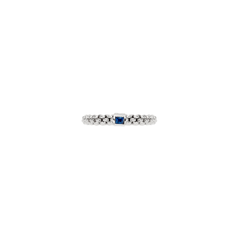 Fope 18k Souls Flex'it Ring with Bezel Set Blue Sapphire - Medium