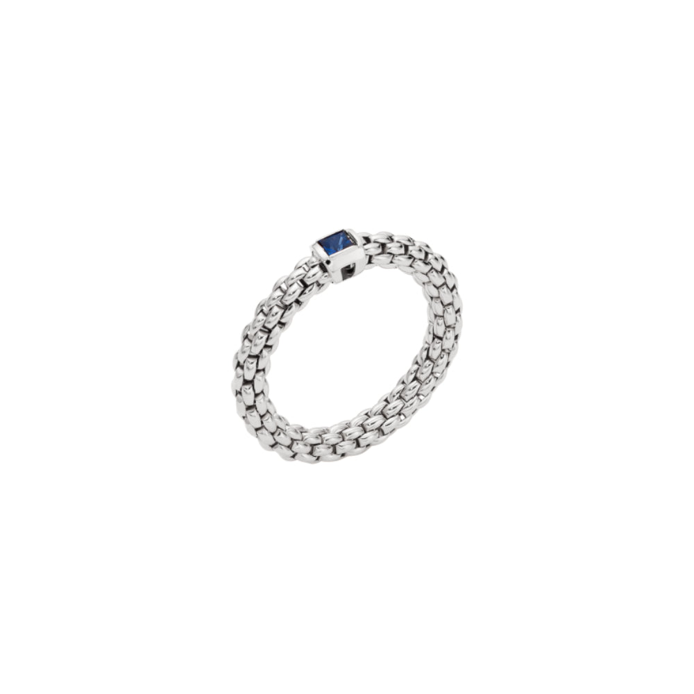 Fope 18k Souls Flex'it Ring with Bezel Set Blue Sapphire - Medium