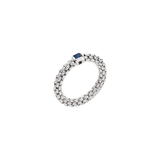 Fope 18k Souls Flex'it Ring with Bezel Set Blue Sapphire - Medium