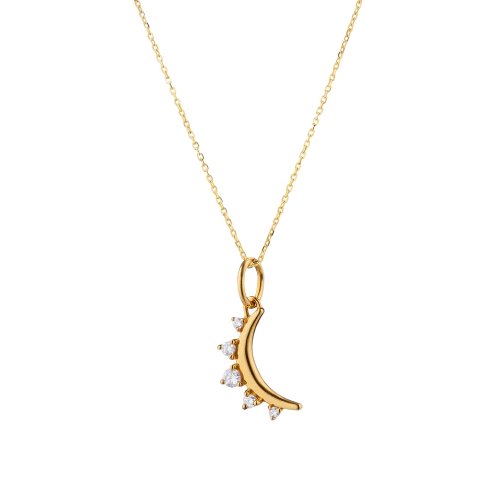 MRK 18k Gold April Diamond "Moon" Birthstone Necklace