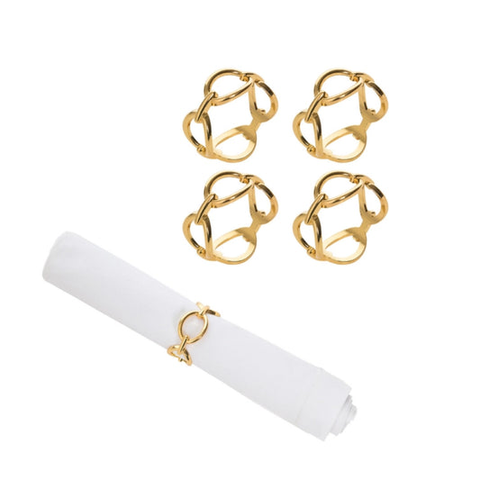 Gold Chain Link Napkin Ring - Set 4