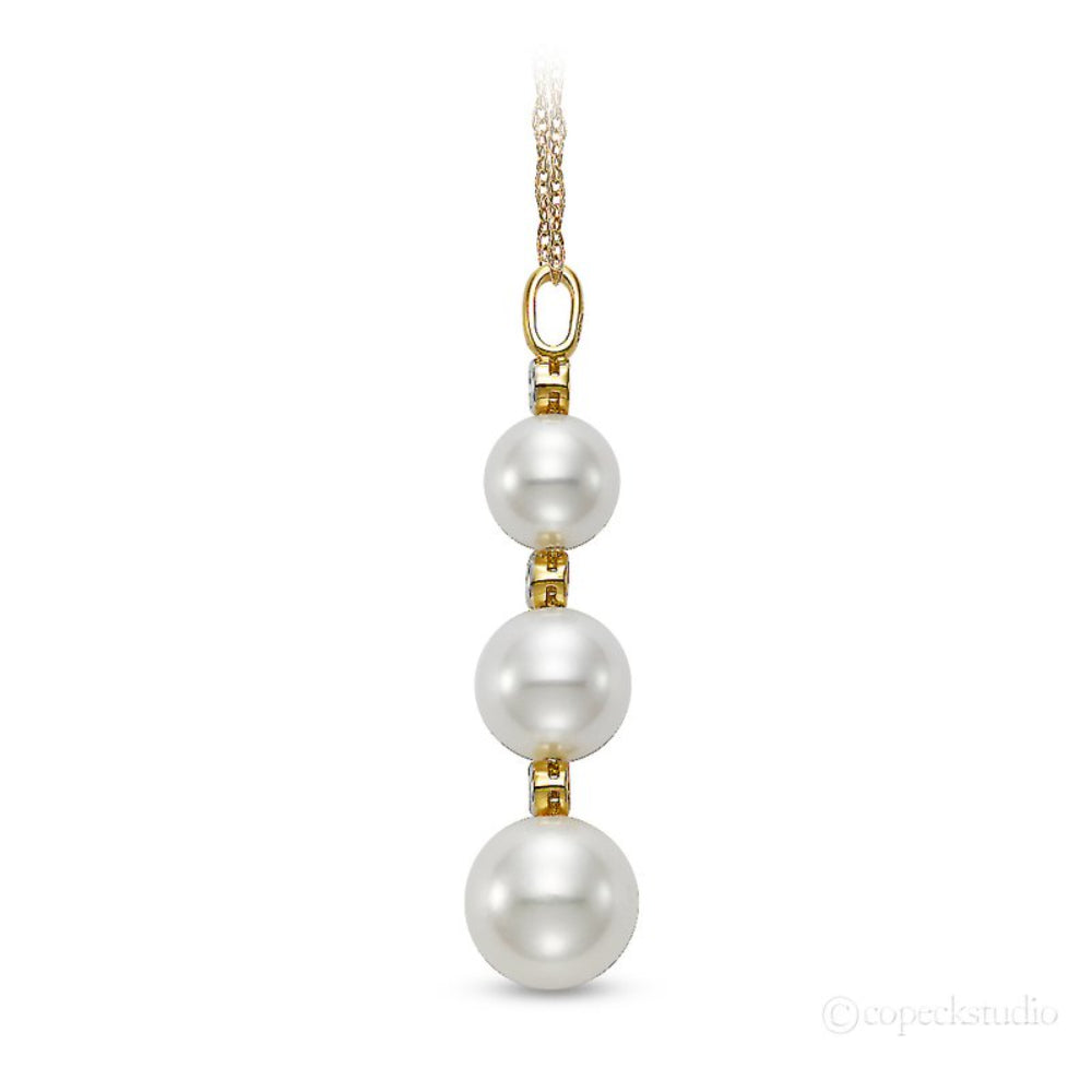 Mastoloni 18k Gold Pearl and Diamond Pendant Necklace