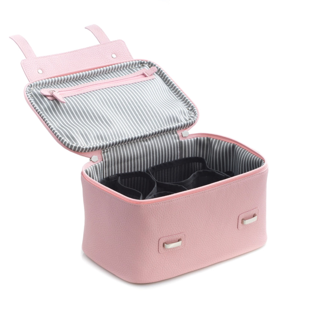 Bey/Berk Pink Leatherette Travel Makeup Case