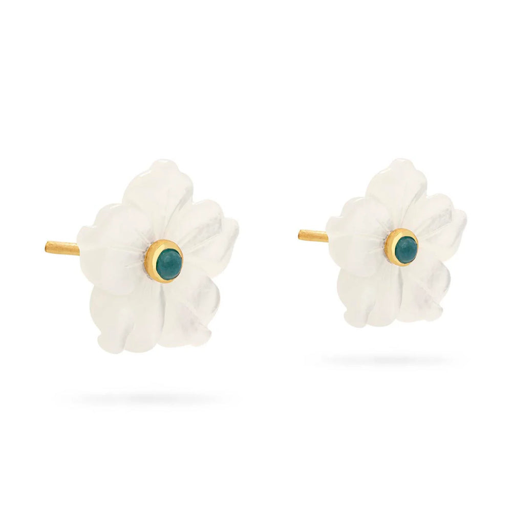 Capucine De Wulf Convertible Mermaid Garden Bouquet Post Earrings - Mother of Pearl & Ocean Jade