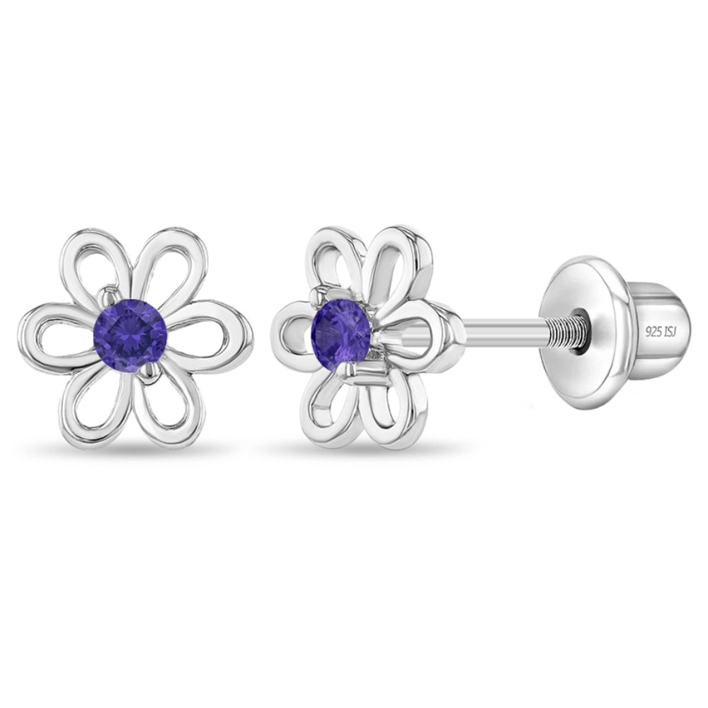 Children's Spring CZ Flower Baby Earrings