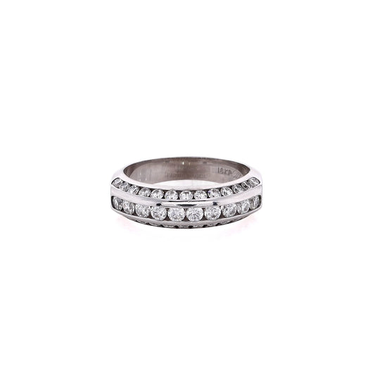 Estate 18 Karat White Gold Channel Set Diamond Wedding Band