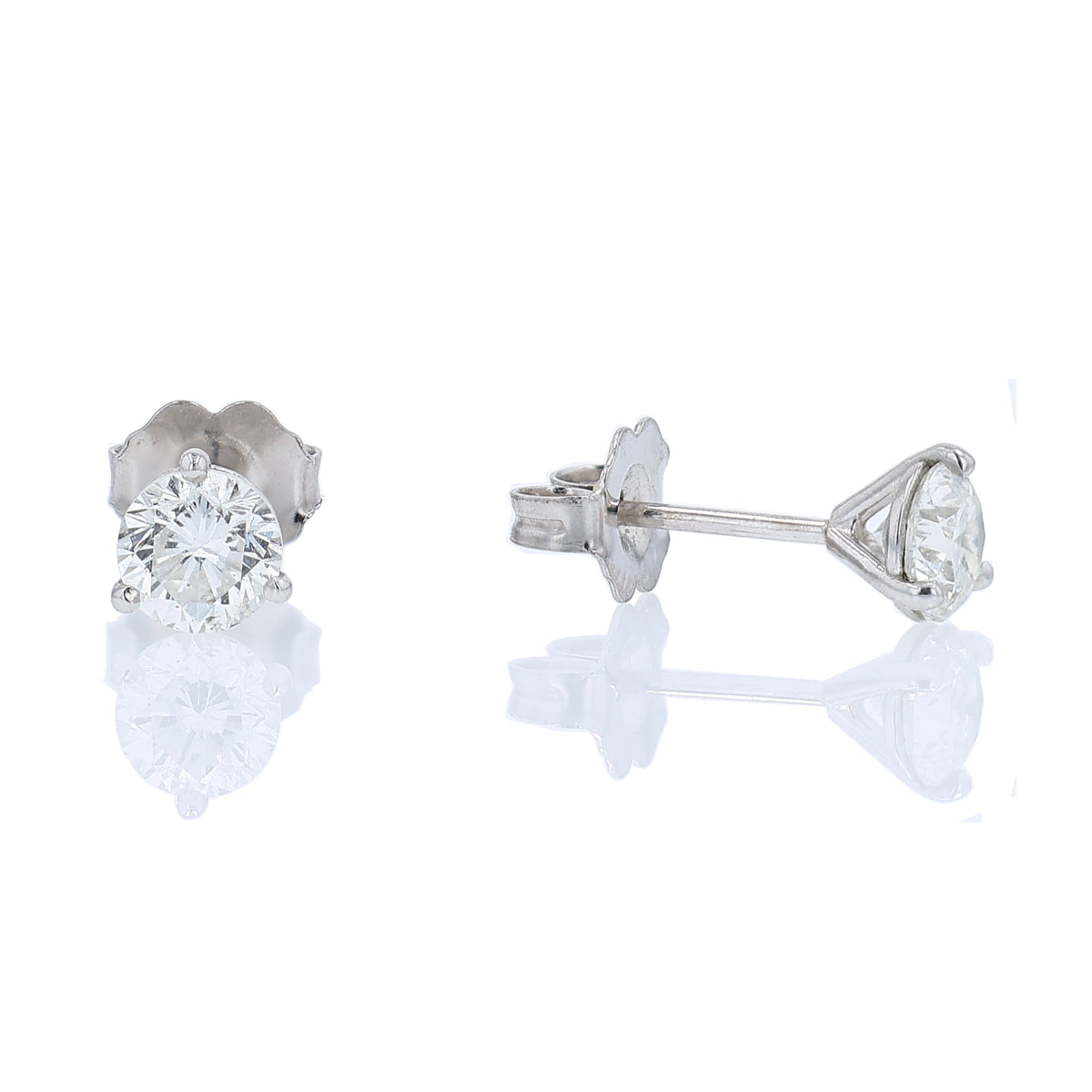 Estate 14k White Gold 0.91ct Diamond Stud Earrings