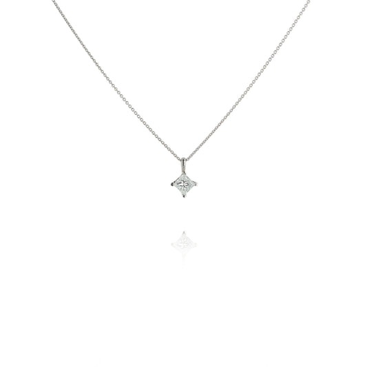 Estate 14 Karat White Gold Diamond Pendant Necklace