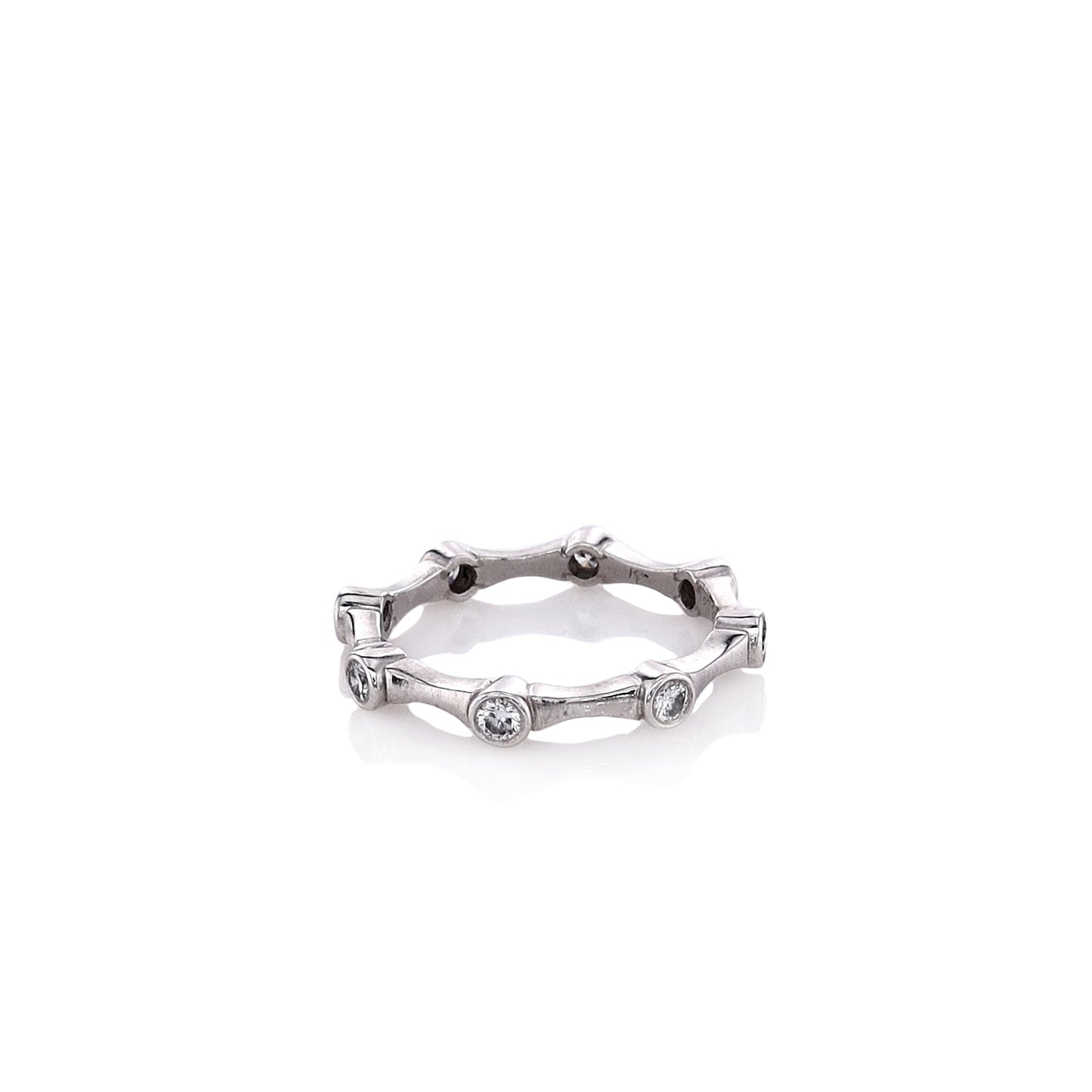 Estate Mark Patterson Platinum Bamboo Stacking Diamond Eternity Band