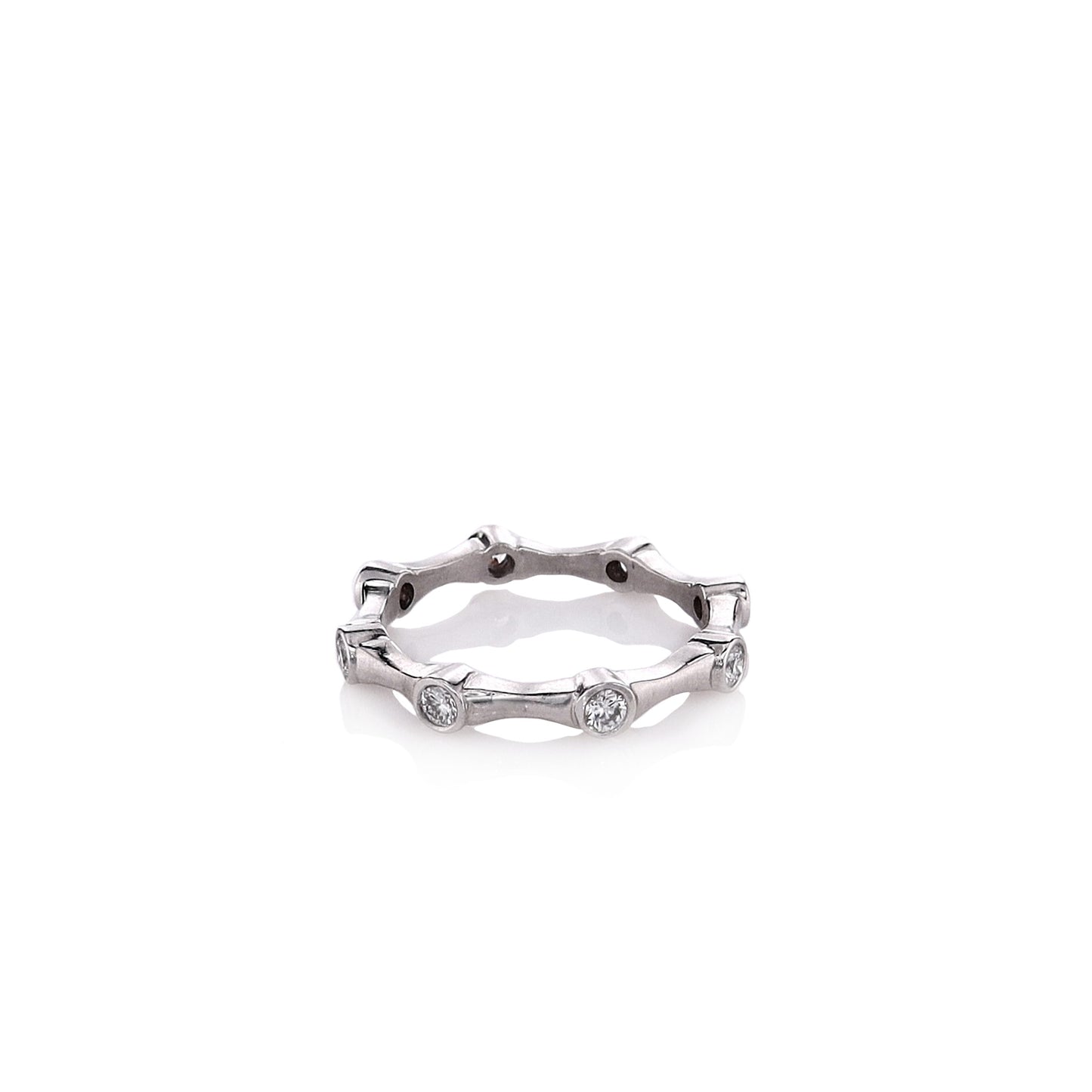 Estate Mark Patterson Platinum Bamboo Stacking Diamond Eternity Band
