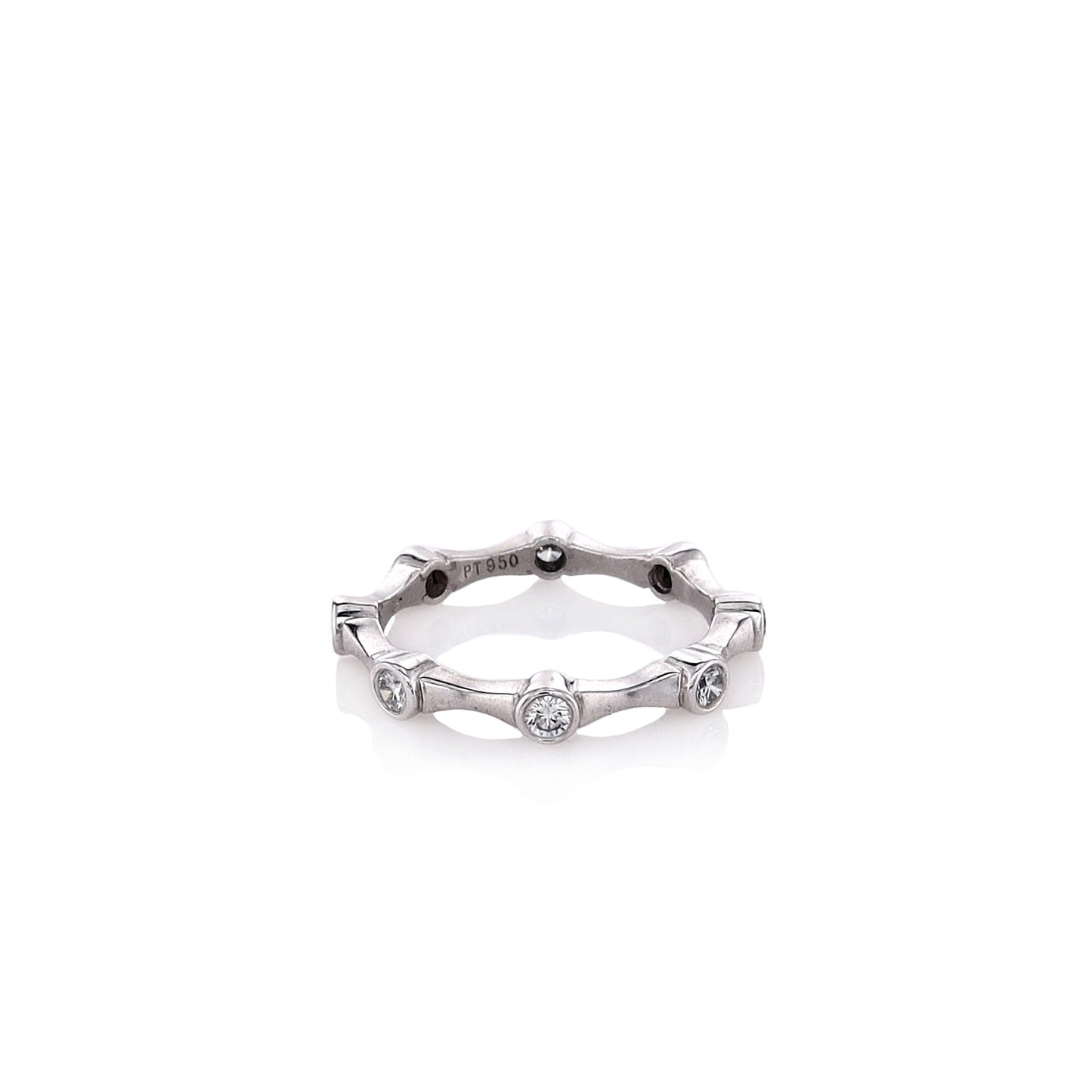 Estate Mark Patterson Platinum Bamboo Stacking Diamond Eternity Band