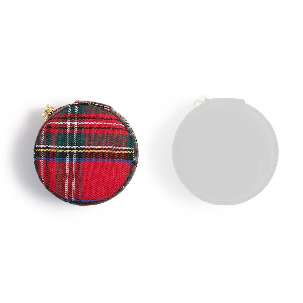 Red plaid jewelery box white background.