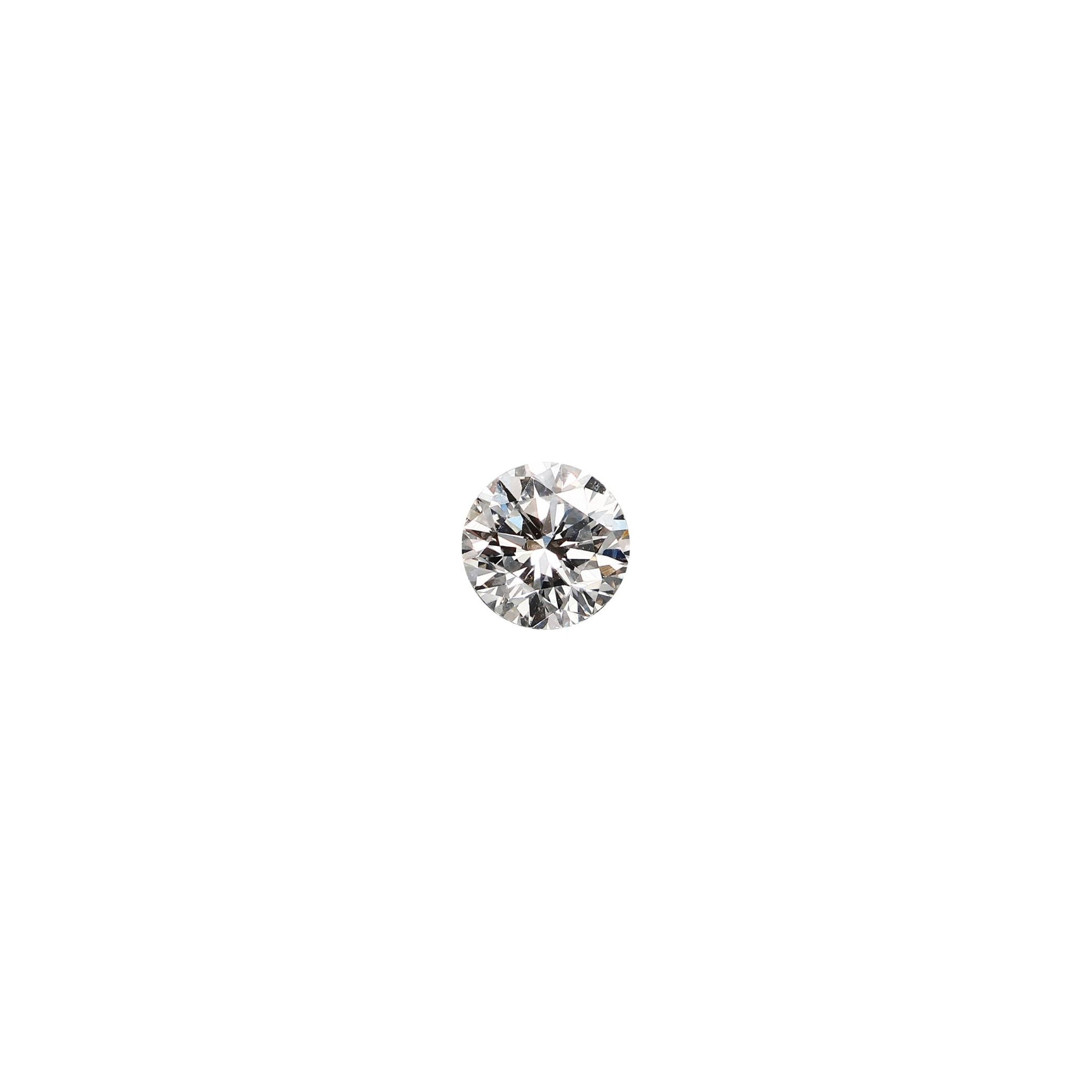 Round .68 carat diamond graded FVS2 on a white background