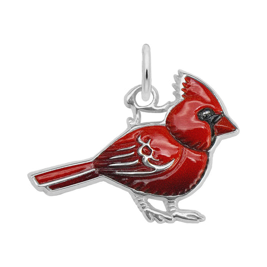 Sterling Silver Painted Cardinal Charm