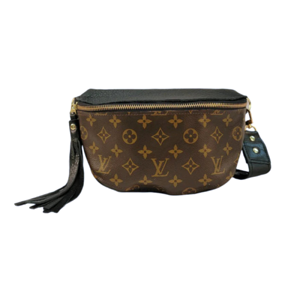 Beaudin Designs Britt Belt Bag in Black Leather & Upcycled LV