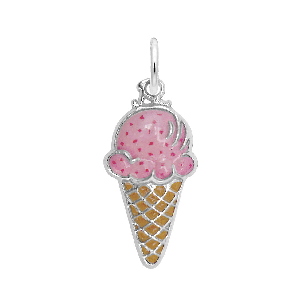 Sterling Silver Painted Ice Cream Cone Charm