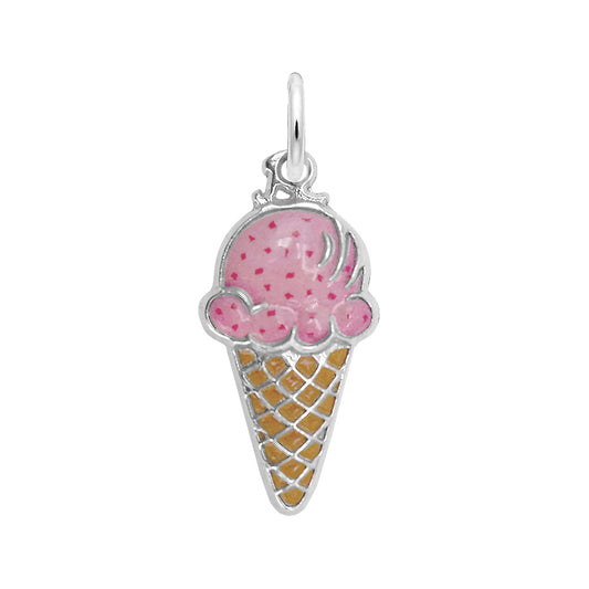 Sterling Silver Painted Ice Cream Cone Charm