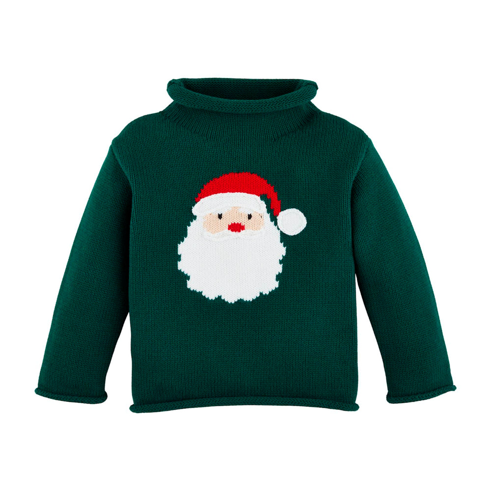 Mud Pie Green Santa Rollneck Toddler Sweater