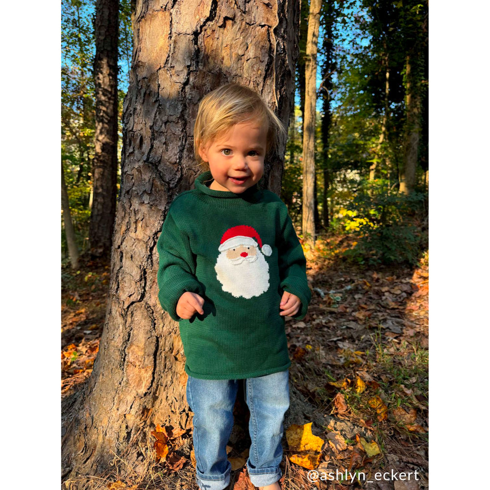 Mud Pie Green Santa Rollneck Toddler Sweater