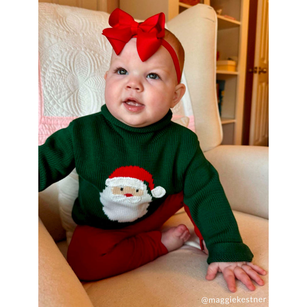 Mud Pie Green Santa Rollneck Toddler Sweater