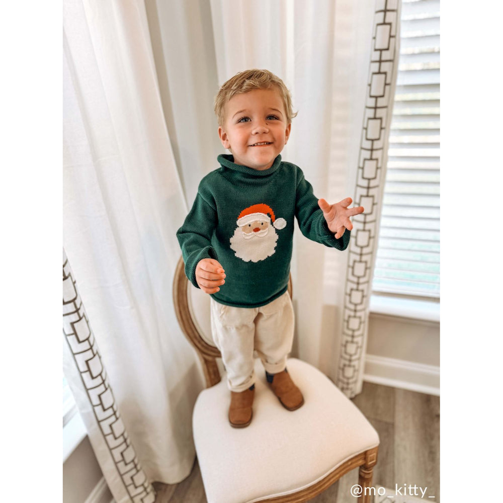 Mud Pie Green Santa Rollneck Toddler Sweater