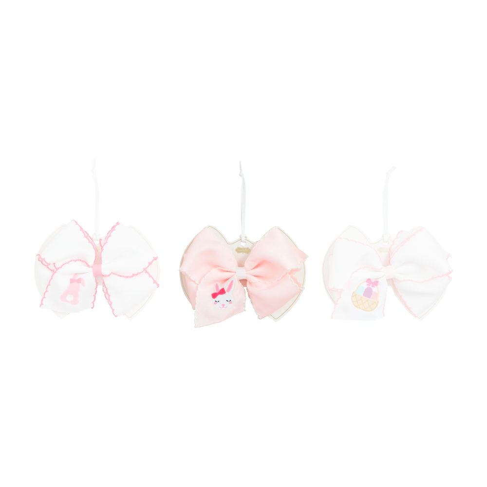 Mud Pie Pink Easter Embroidered Bows