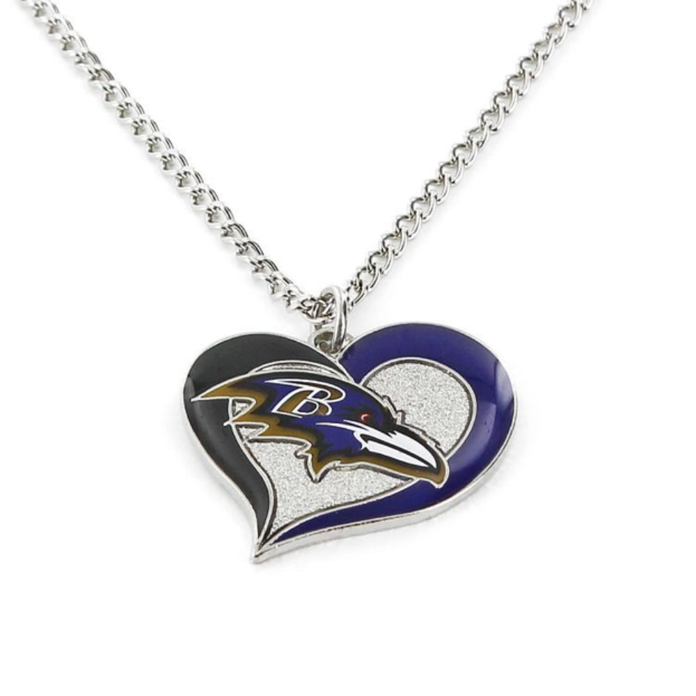 Aminco USA NFL Baltimore Ravens Swirl Heart Necklace