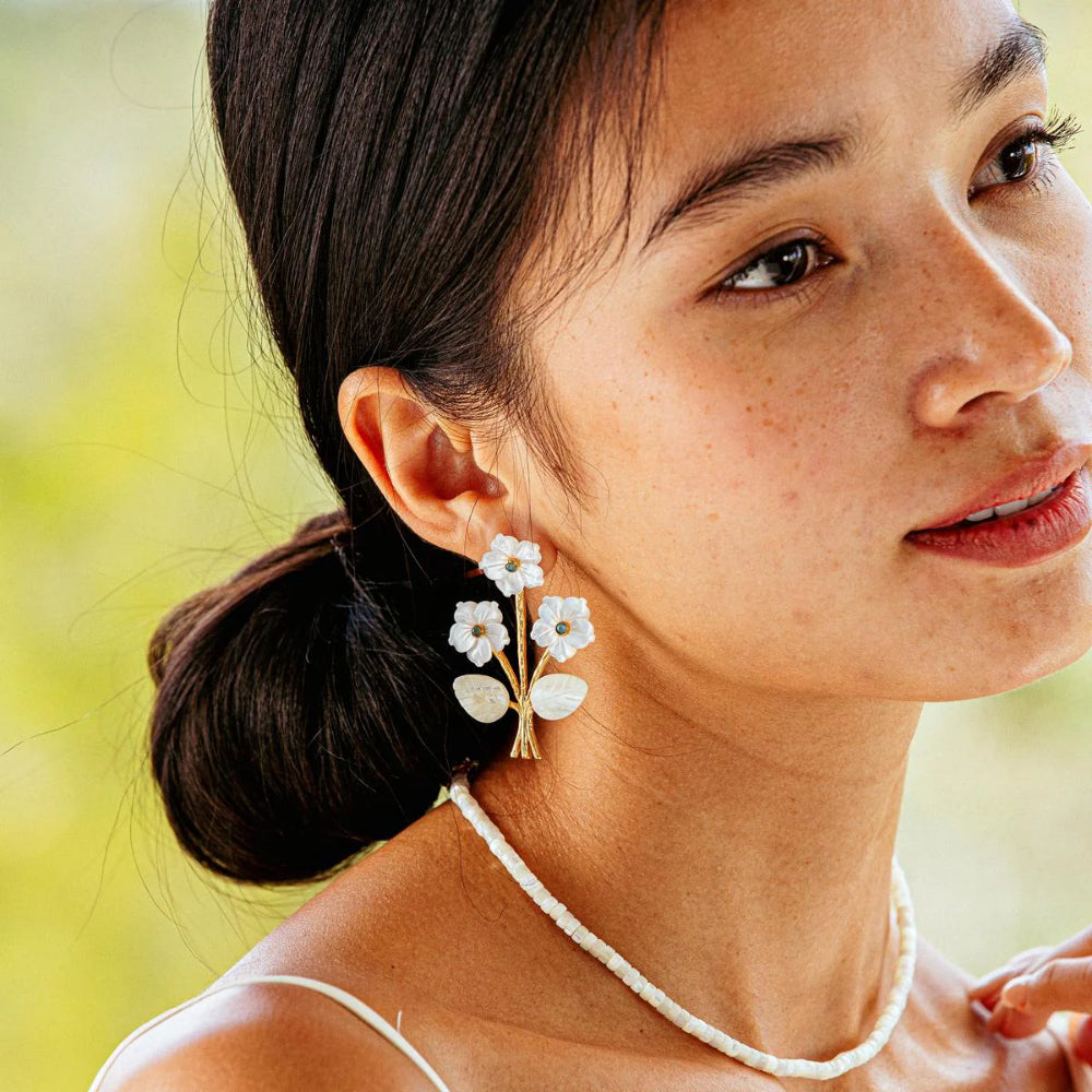 Capucine De Wulf Convertible Mermaid Garden Bouquet Post Earrings - Mother of Pearl & Ocean Jade