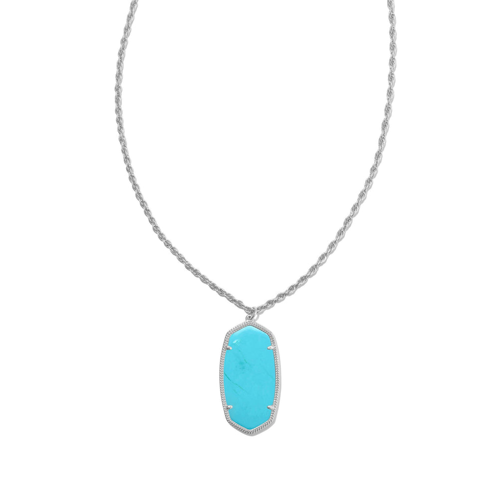 Kendra Scott Rae Long Pendant Necklace in Silver Turquoise Magnesite