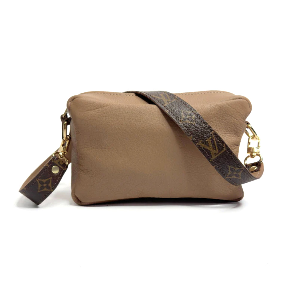 Beaudin Designs Val Shoulder Bag in Mocha Leather & Upcycled LV