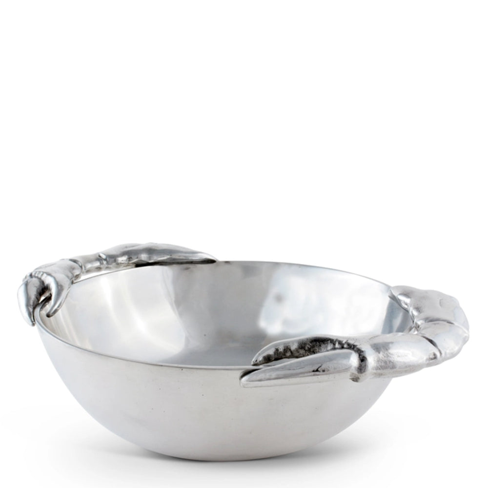 Silver bowl with handles on a white background