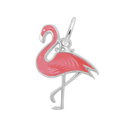 Sterling Silver Painted Flamingo Charm
