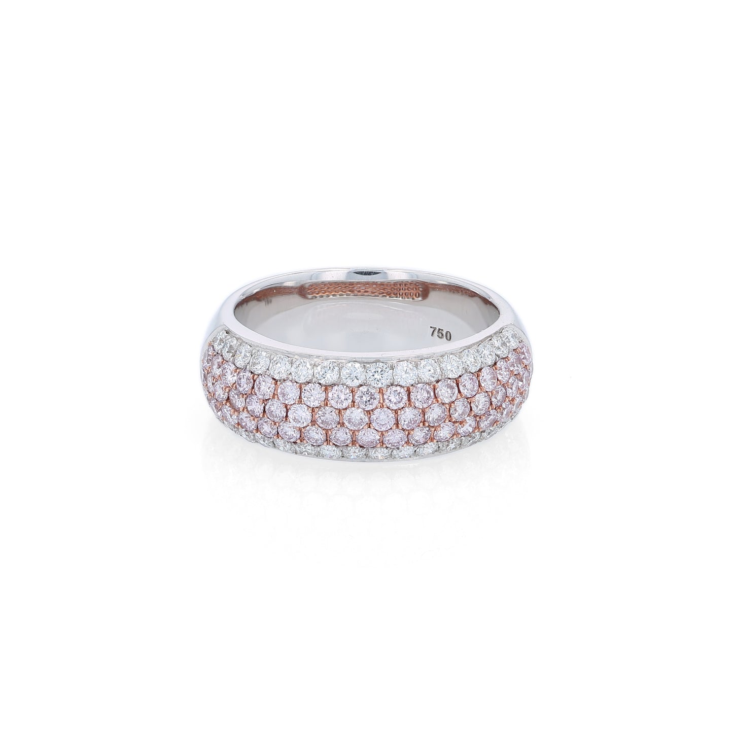 Namdar 18k White Gold Wide Pink and White Pave Diamond Fashion Band