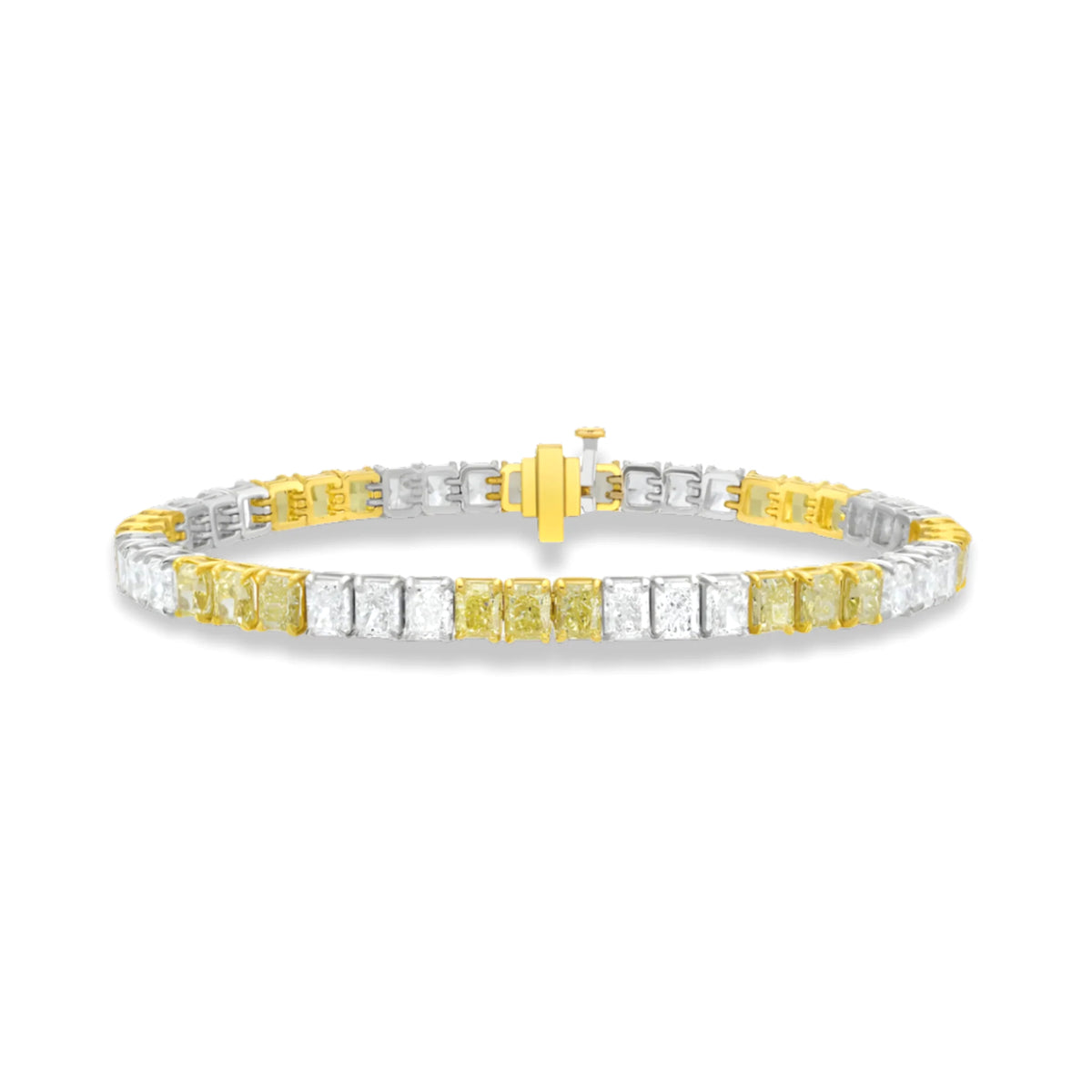 Namdar 18k Two-Tone Alternating Yellow and White Radiant Diamond Tennis Bracelet