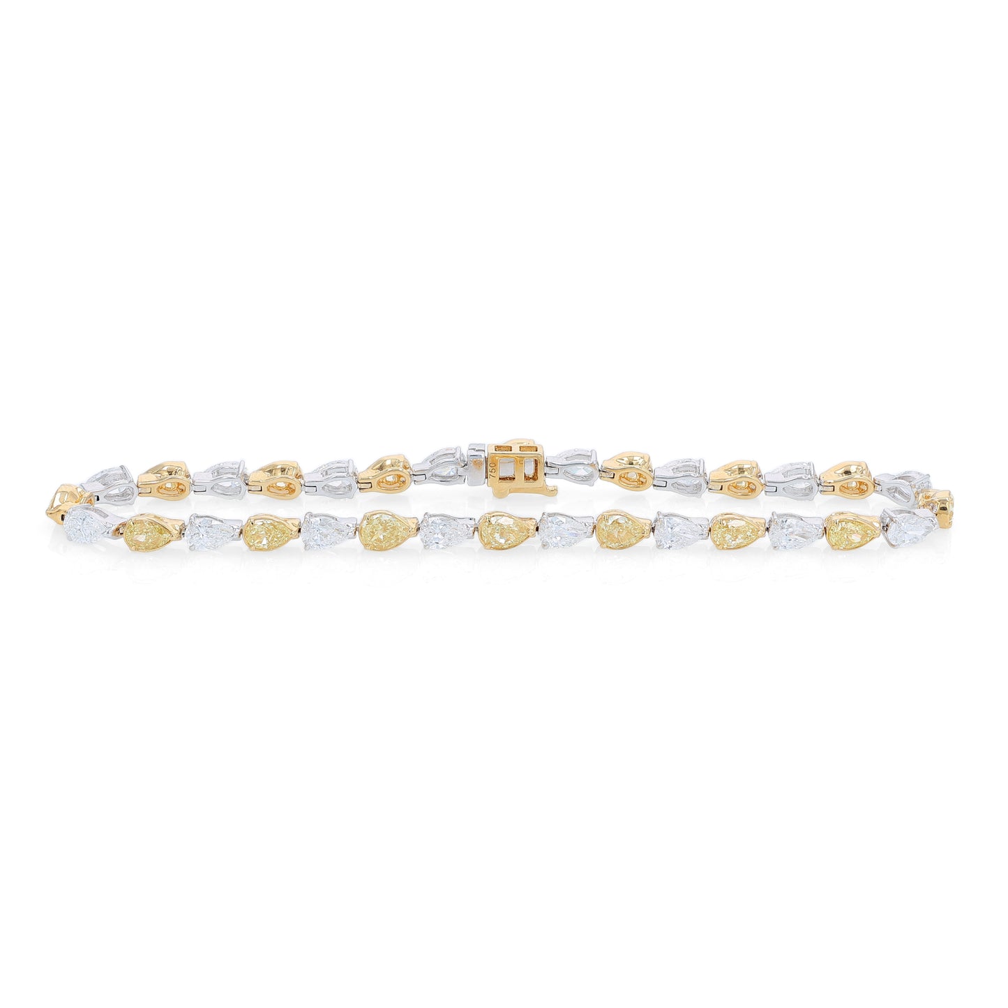 Namdar 18k Two-Tone Yellow and White Pear Shape Diamond Tennis Bracelet