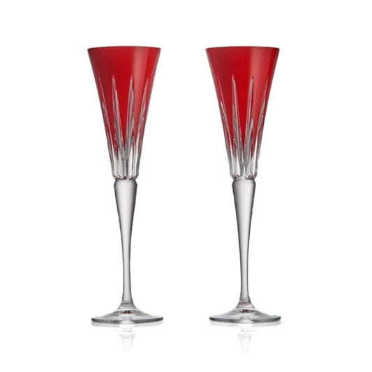 Waterford Red New Year Firework Flutes - Set of 2