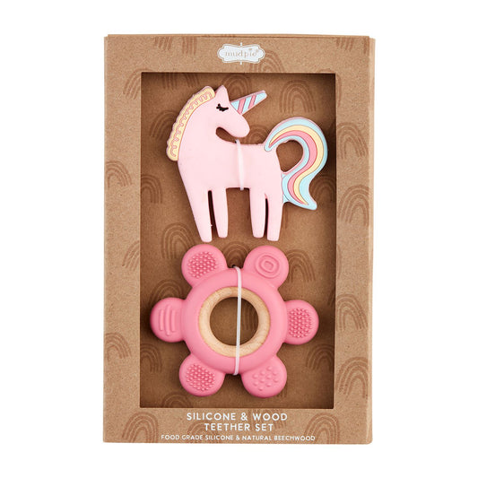 Mud Pie Unicorn & Flower Teether Set