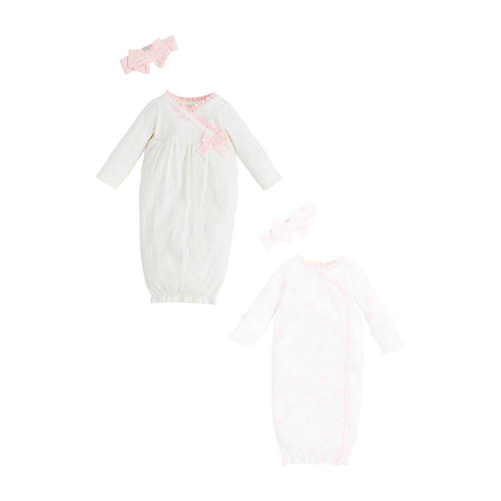 Mud Pie Girl Bow Print or Chainstitch Gown with Bow Headband