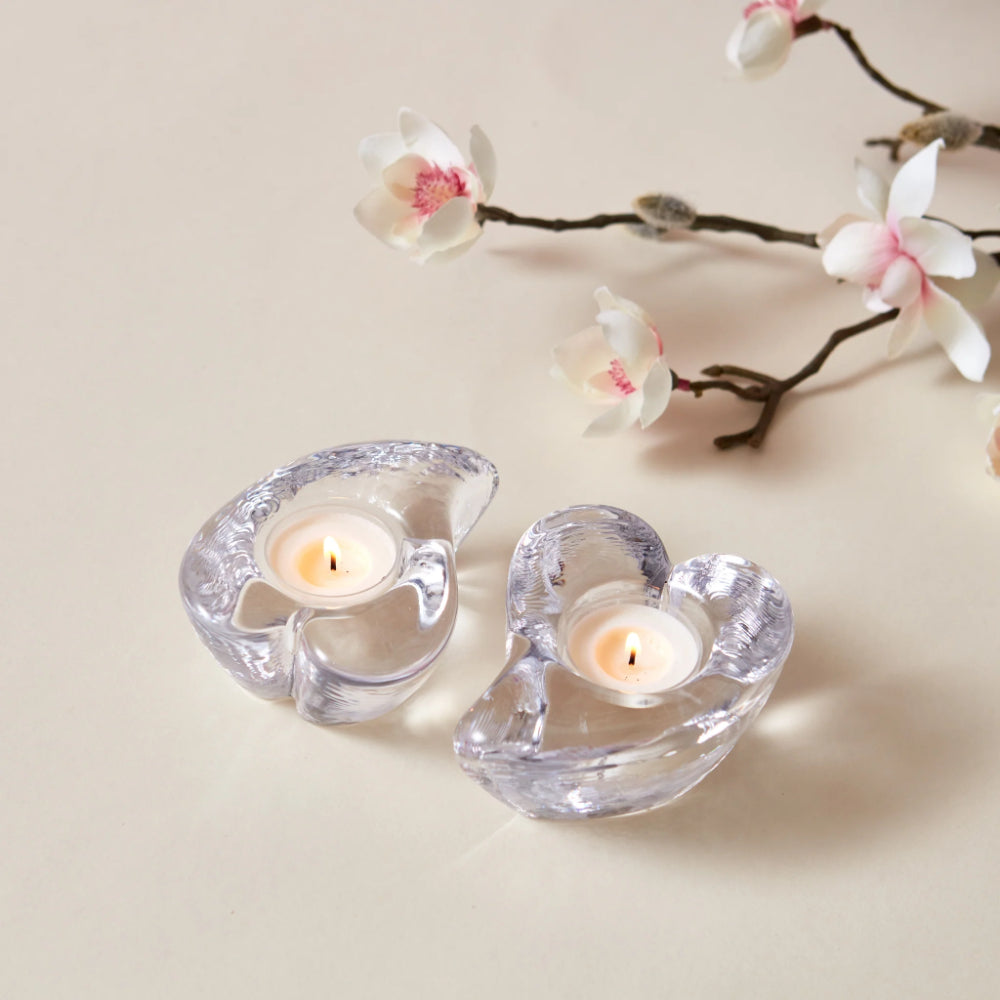 Simon Pearce Twist Heart Tealight Candleholders - Set of 2