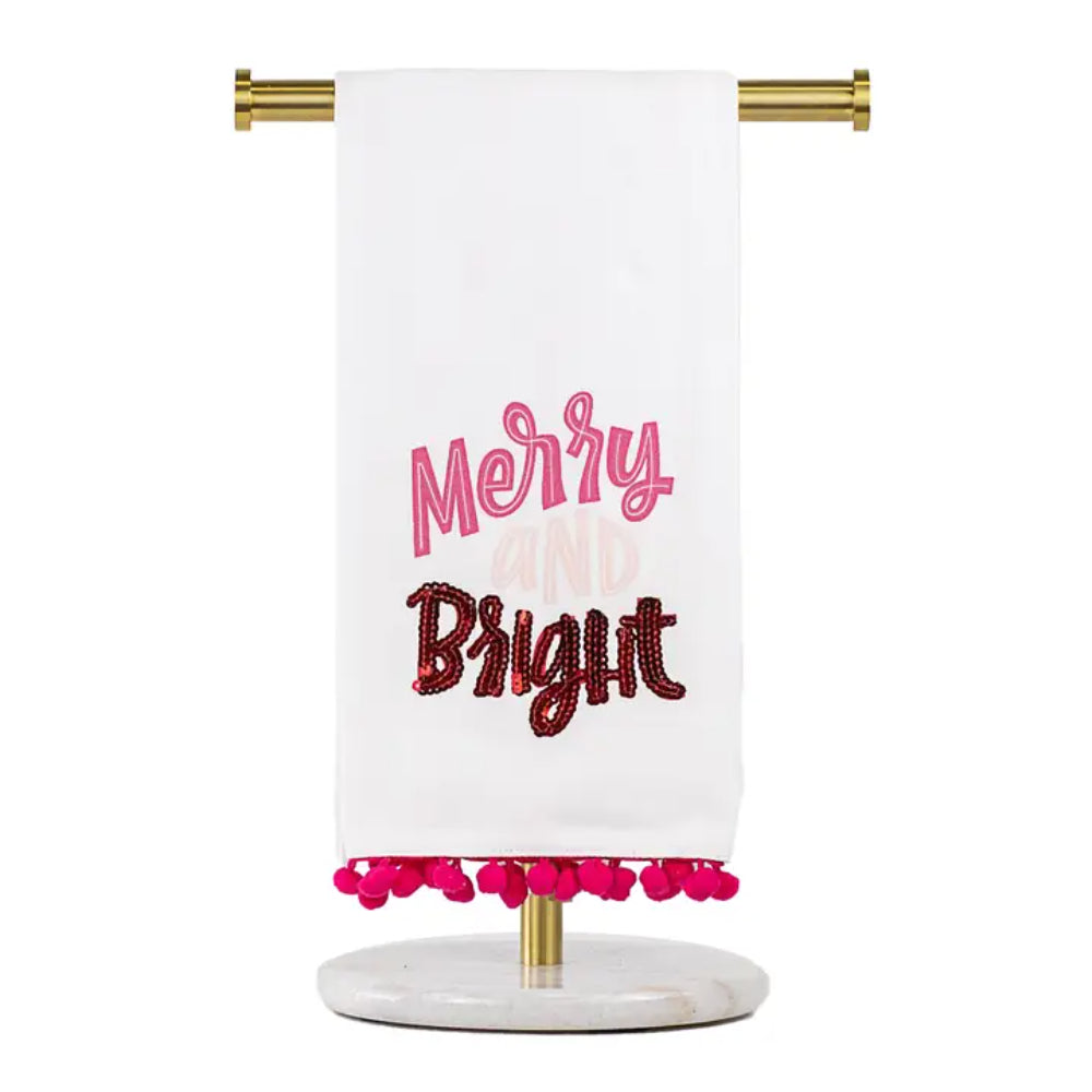The Royal Standard Merry and Bright Pom Pom Hand Towel