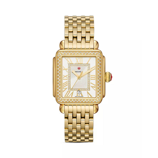Michele Deco Madison 18K Gold Tone Diamond Watch