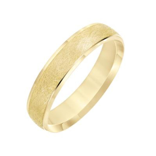 14k Gold Men's 5mm Low Dome Carved Wedding Band