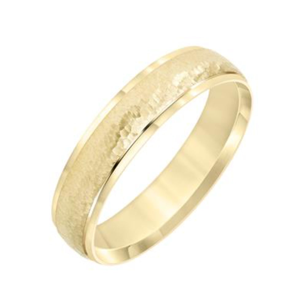 Men's 14k 5mm Low Dome Carved Wedding Band