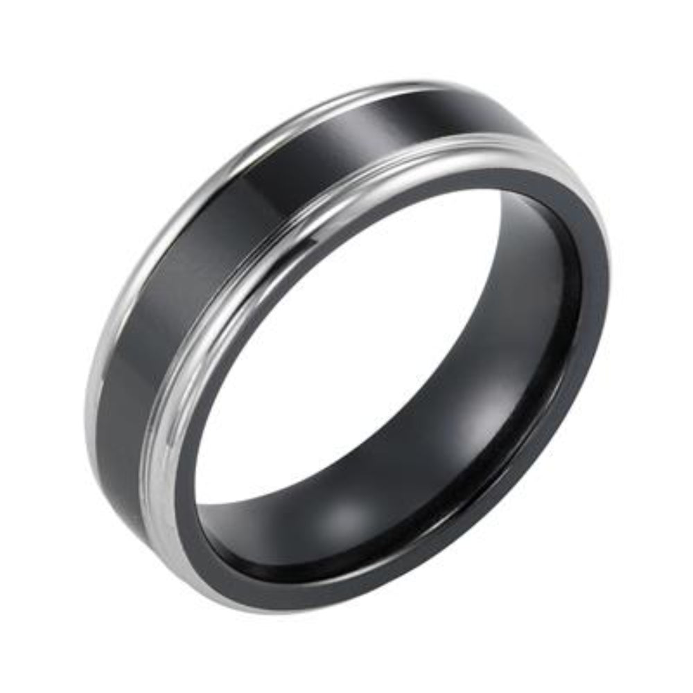 Men's Black Titanium Brush Finish Wedding Band