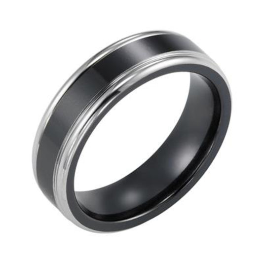 Men's Black Titanium Brush Finish Wedding Band