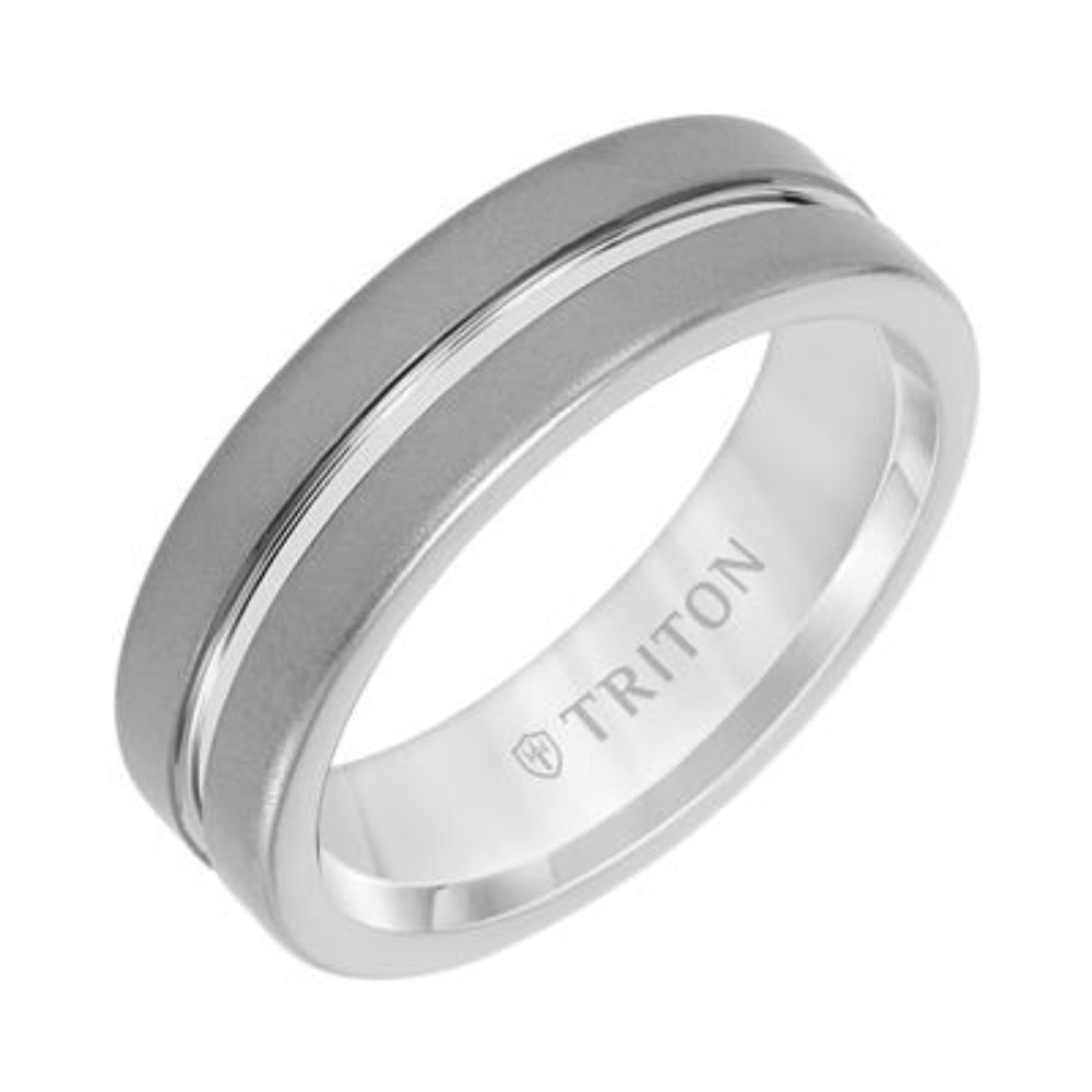 Men's Tungsten Sandblast Finish Contemporary Wedding Band