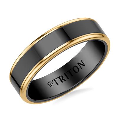 Black ring with gold edge and 'Triton' branding on a white background